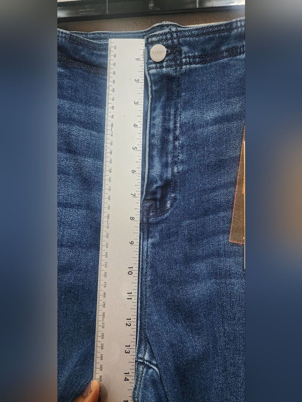NWT Risen Jeans Cropped Dark Blue Women's Jeans with Embelished Cuff size 2XL - Picture 8 of 15